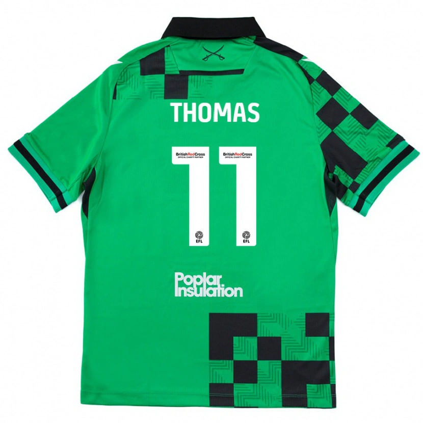 Danxen Mujer Camiseta Luke Thomas #11 Verde Negro 2ª Equipación 2024/25 La Camisa México