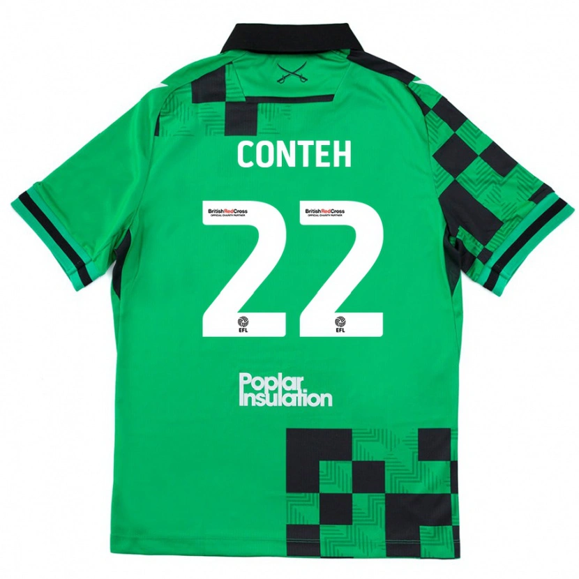 Danxen Mujer Camiseta Kamil Conteh #22 Verde Negro 2ª Equipación 2024/25 La Camisa México