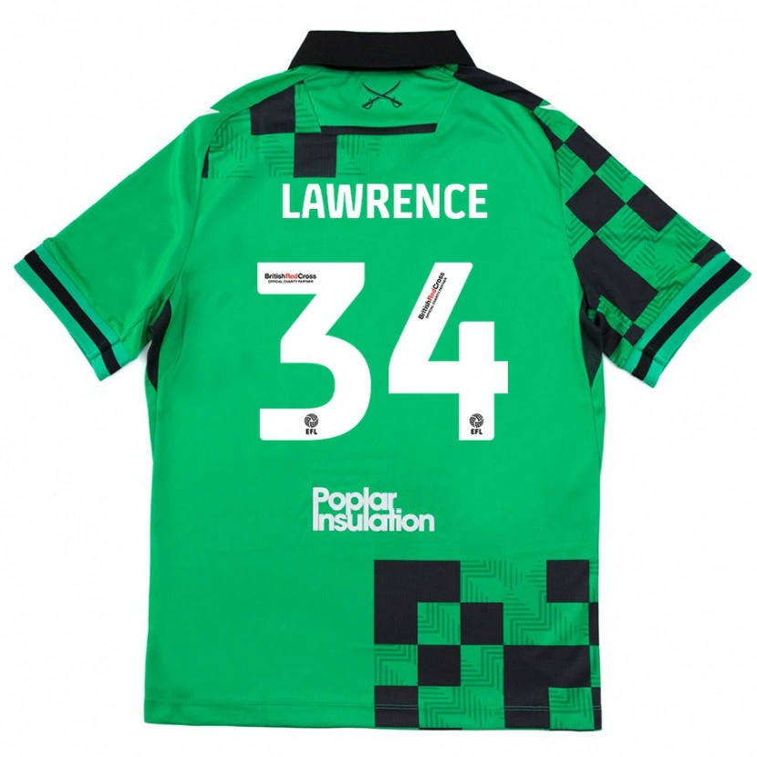 Danxen Mujer Camiseta Jerry Lawrence #34 Verde Negro 2ª Equipación 2024/25 La Camisa México