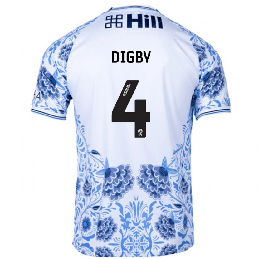 Danxen Mujer Camiseta Paul Digby #4 Blanco Azul 2ª Equipación 2024/25 La Camisa México