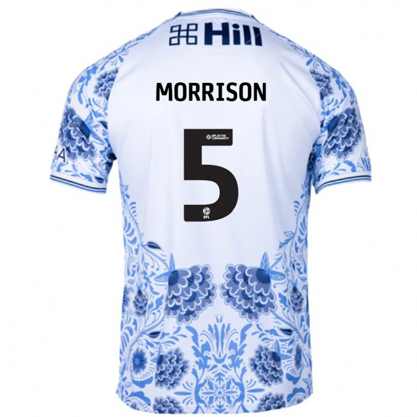 Danxen Mujer Camiseta Michael Morrison #5 Blanco Azul 2ª Equipación 2024/25 La Camisa México