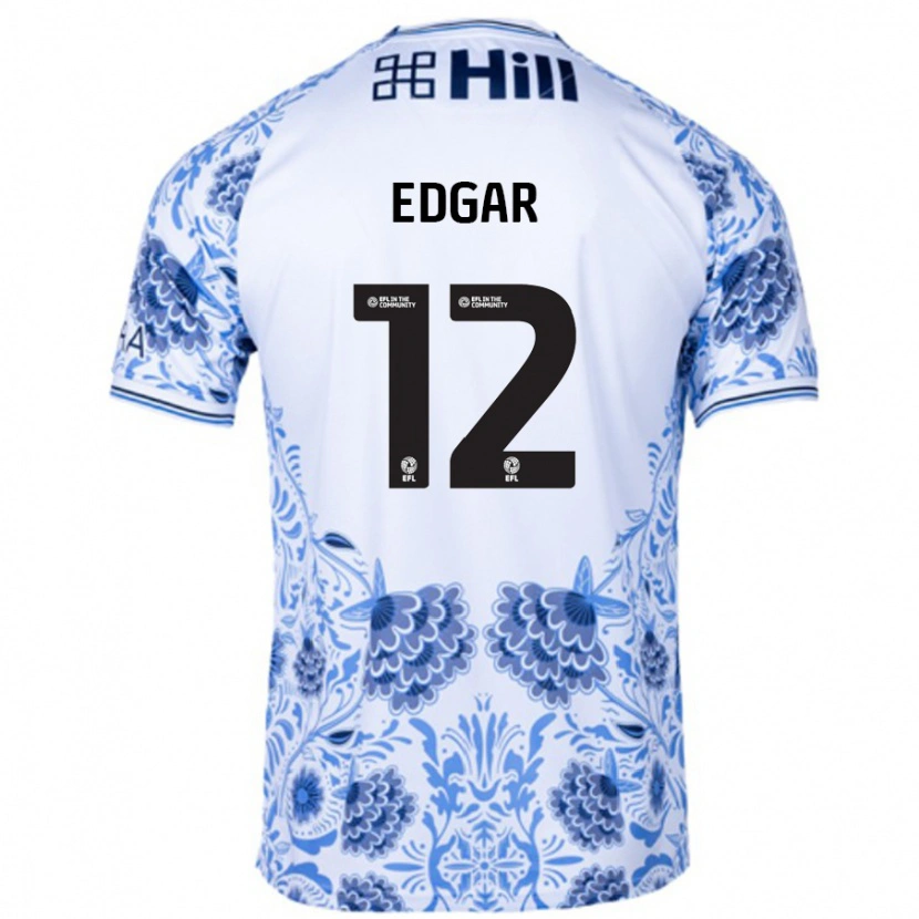 Danxen Mujer Camiseta Sammy Edgar #12 Blanco Azul 2ª Equipación 2024/25 La Camisa México