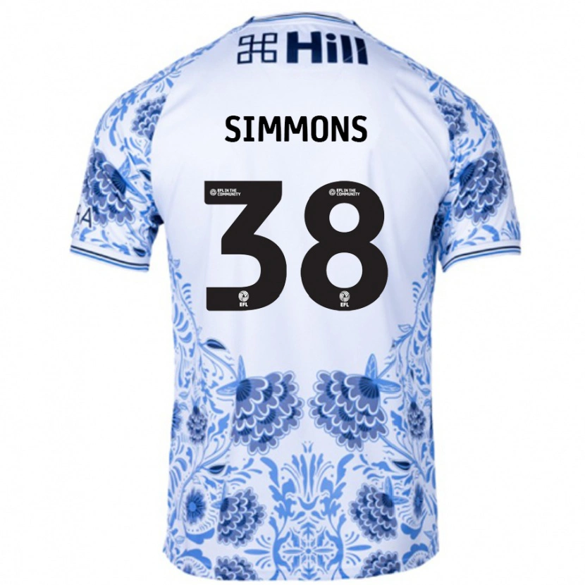 Danxen Mujer Camiseta Bella Simmons #38 Blanco Azul 2ª Equipación 2024/25 La Camisa México
