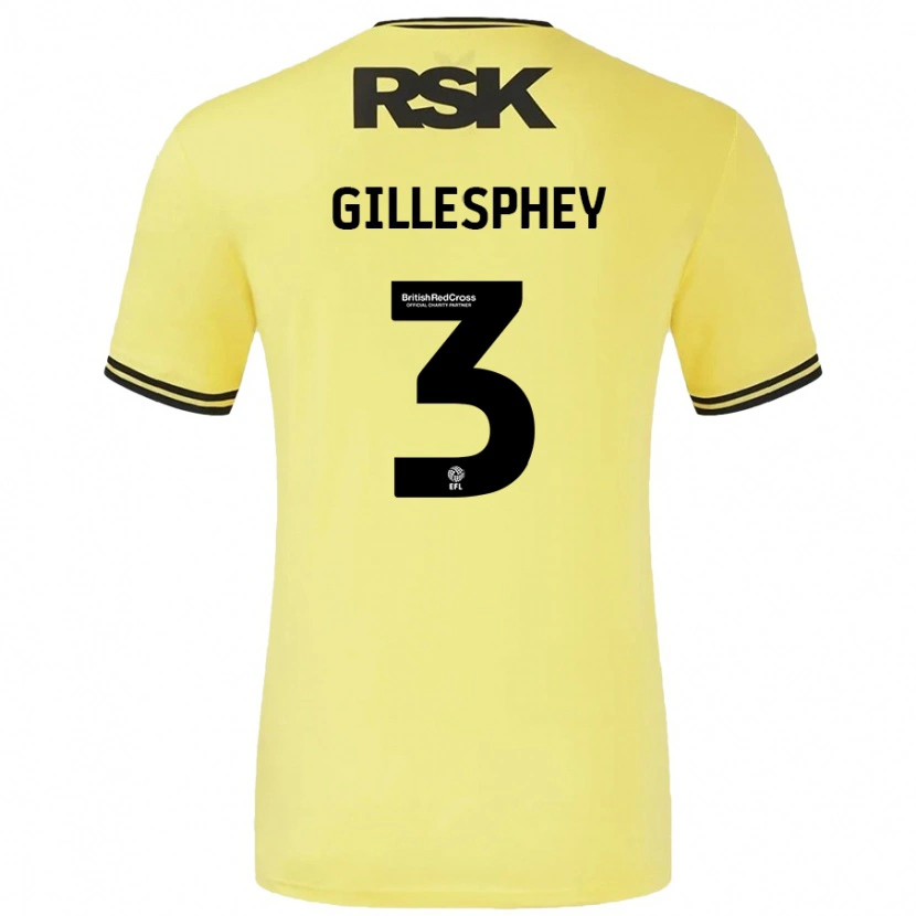 Danxen Mujer Camiseta Macaulay Gillesphey #3 Amarillo Negro 2ª Equipación 2024/25 La Camisa México