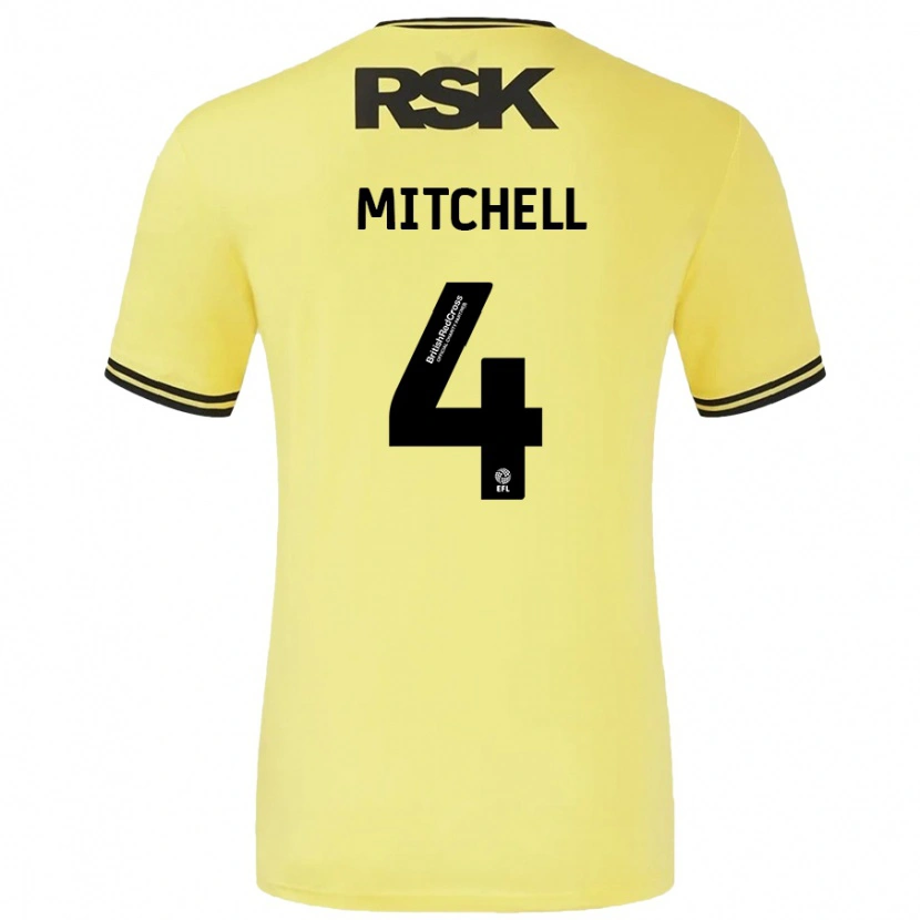 Danxen Mujer Camiseta Alex Mitchell #4 Amarillo Negro 2ª Equipación 2024/25 La Camisa México