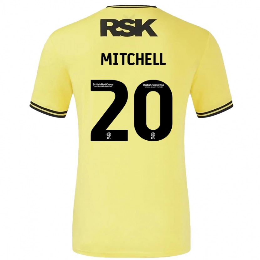 Danxen Mujer Camiseta Zach Mitchell #20 Amarillo Negro 2ª Equipación 2024/25 La Camisa México