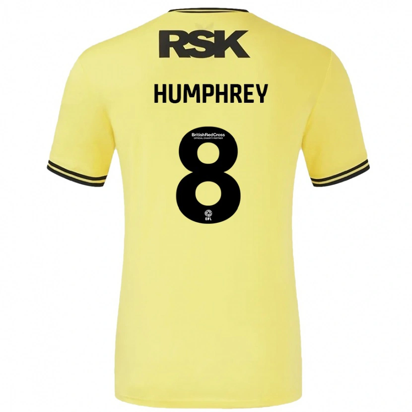 Danxen Mujer Camiseta Carla Humphrey #8 Amarillo Negro 2ª Equipación 2024/25 La Camisa México