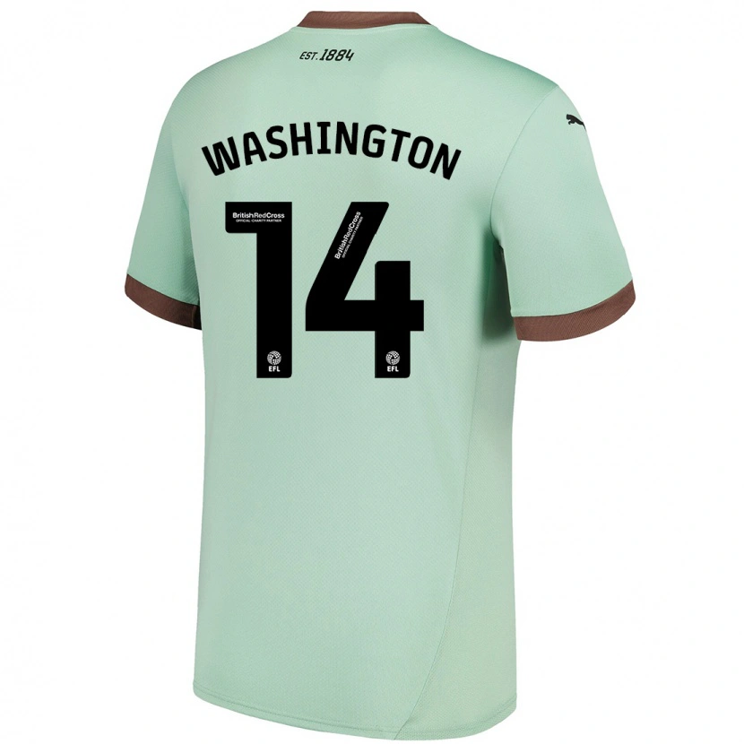 Danxen Mujer Camiseta Conor Washington #14 Verde Pálido 2ª Equipación 2024/25 La Camisa México