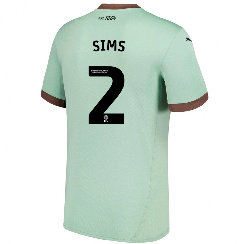 Danxen Mujer Camiseta Amy Sims #2 Verde Pálido 2ª Equipación 2024/25 La Camisa México