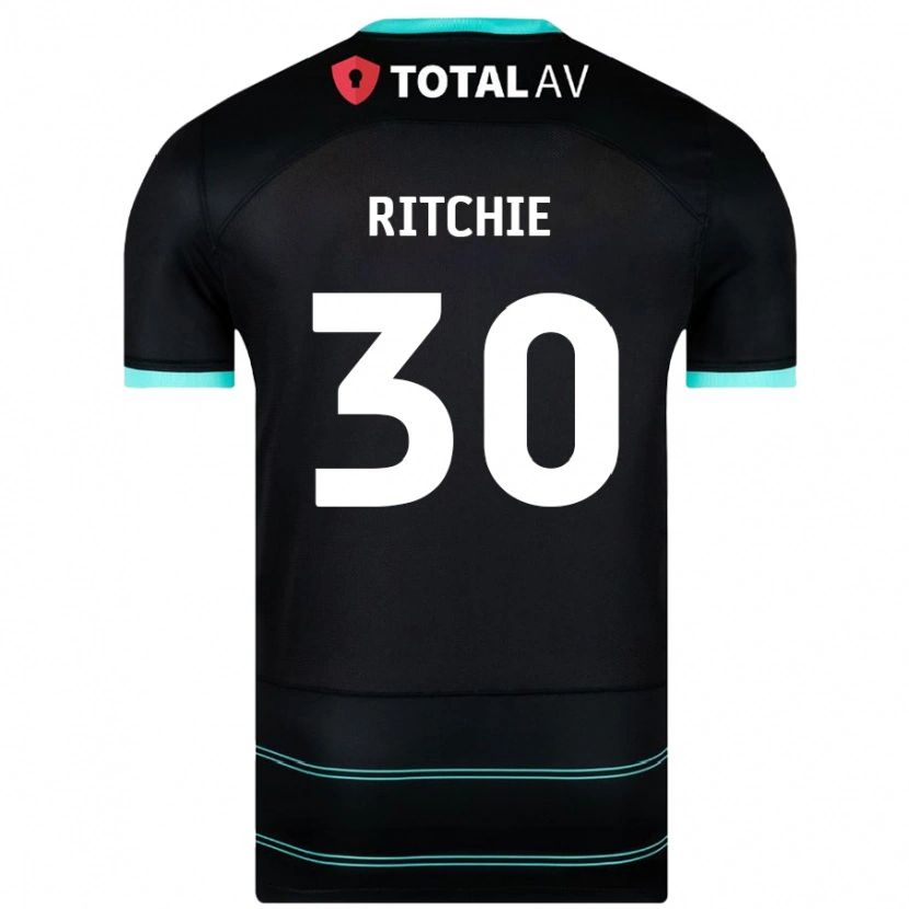 Danxen Mujer Camiseta Matt Ritchie #30 Negro 2ª Equipación 2024/25 La Camisa México