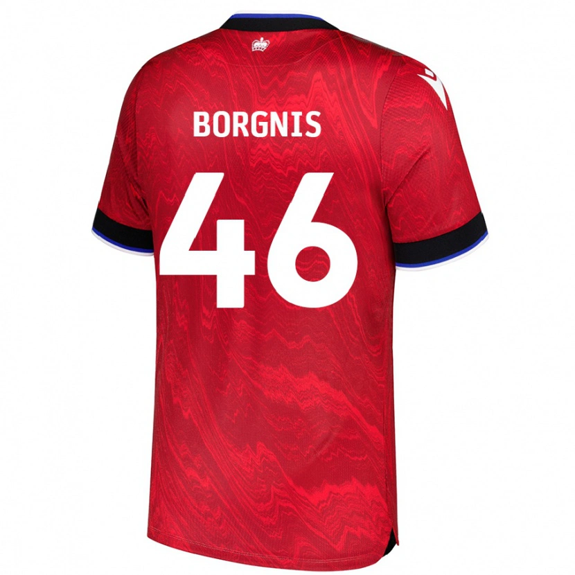 Danxen Mujer Camiseta Jacob Borgnis #46 Rojo Negro 2ª Equipación 2024/25 La Camisa México