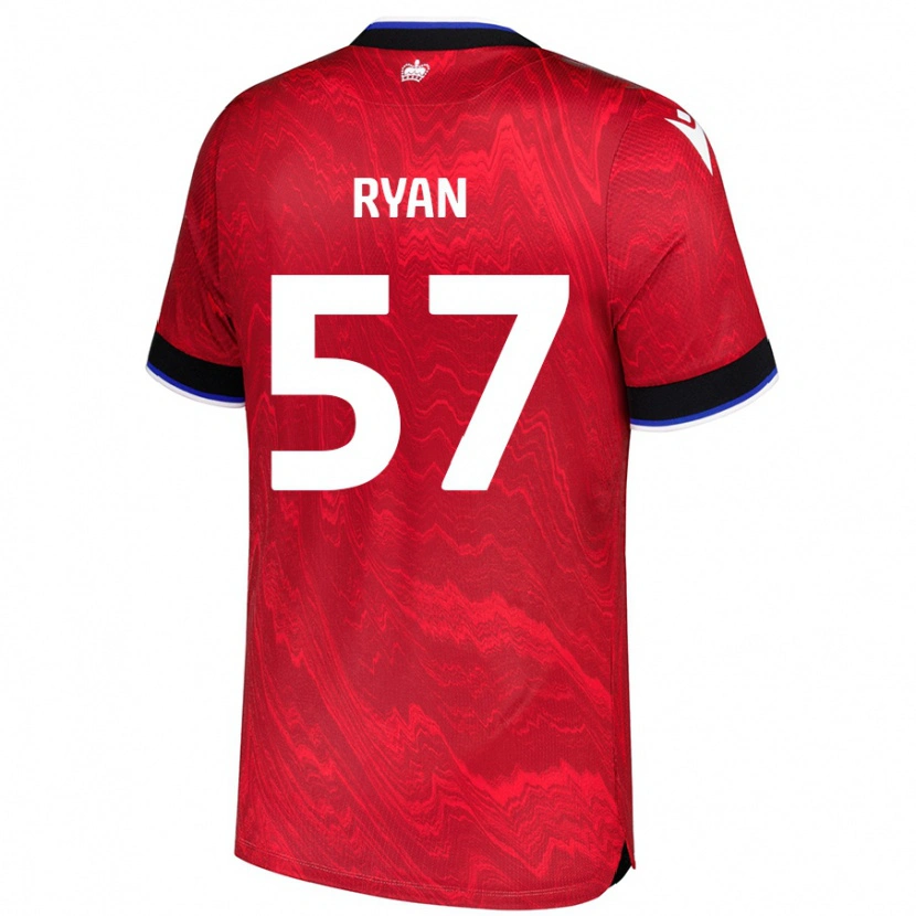 Danxen Mujer Camiseta John Ryan #57 Rojo Negro 2ª Equipación 2024/25 La Camisa México