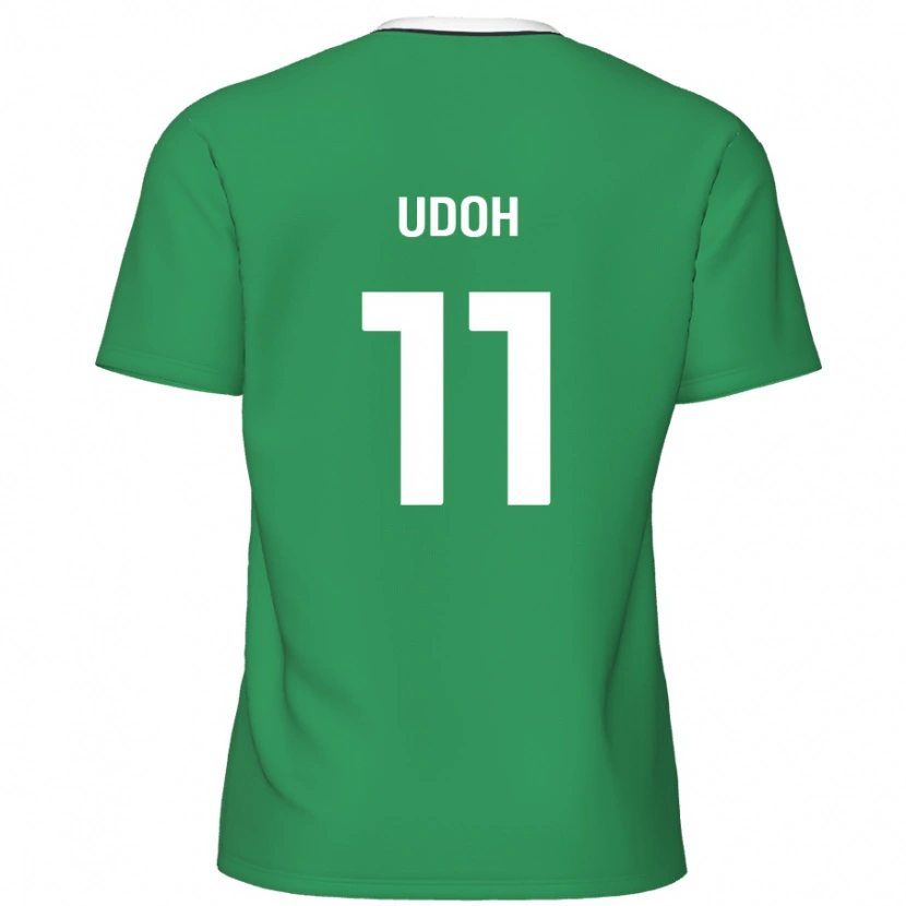Danxen Mujer Camiseta Daniel Udoh #11 Verde Rayas Blancas 2ª Equipación 2024/25 La Camisa México