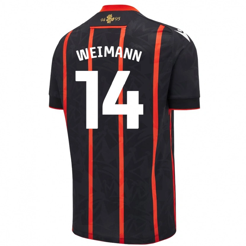 Danxen Mujer Camiseta Andreas Weimann #14 Negro Rojo 2ª Equipación 2024/25 La Camisa México