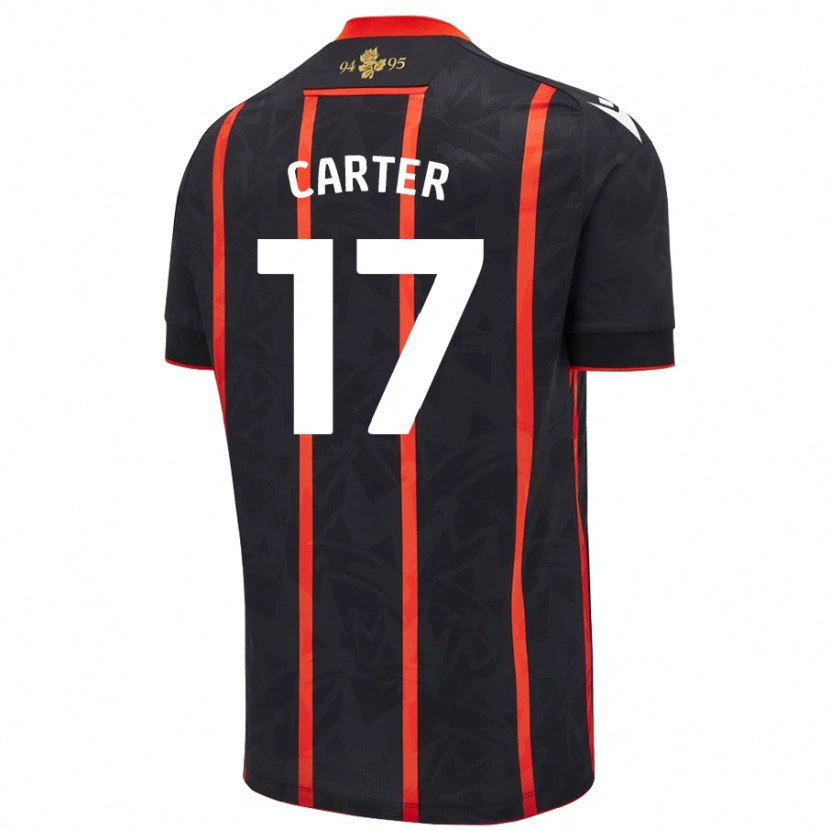 Danxen Mujer Camiseta Hayden Carter #17 Negro Rojo 2ª Equipación 2024/25 La Camisa México