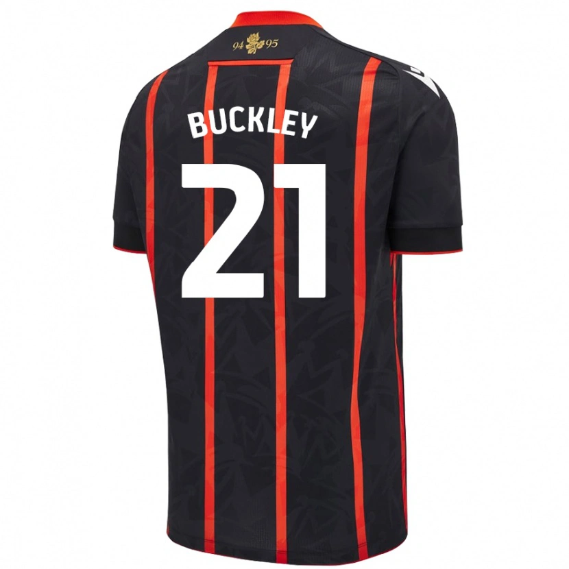 Danxen Mujer Camiseta John Buckley #21 Negro Rojo 2ª Equipación 2024/25 La Camisa México