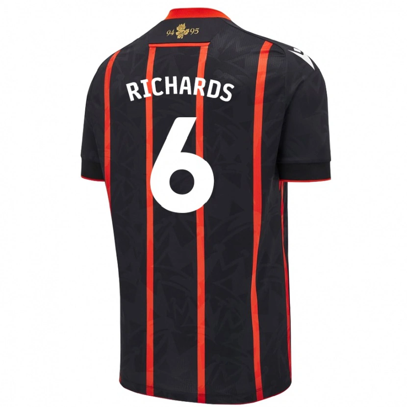Danxen Mujer Camiseta Jade Richards #6 Negro Rojo 2ª Equipación 2024/25 La Camisa México