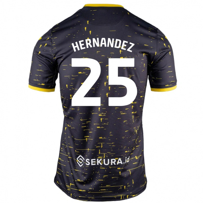 Danxen Mujer Camiseta Onel Hernández #25 Negro Amarillo 2ª Equipación 2024/25 La Camisa México