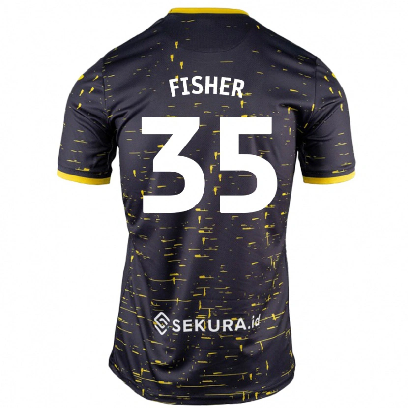 Danxen Mujer Camiseta Kellen Fisher #35 Negro Amarillo 2ª Equipación 2024/25 La Camisa México