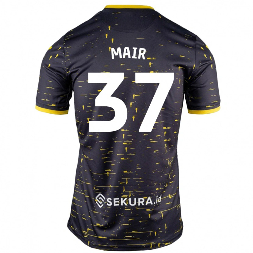 Danxen Mujer Camiseta Archie Mair #37 Negro Amarillo 2ª Equipación 2024/25 La Camisa México