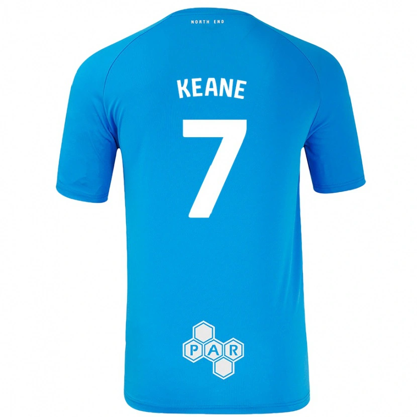 Danxen Mujer Camiseta Will Keane #7 Azul Cielo 2ª Equipación 2024/25 La Camisa México