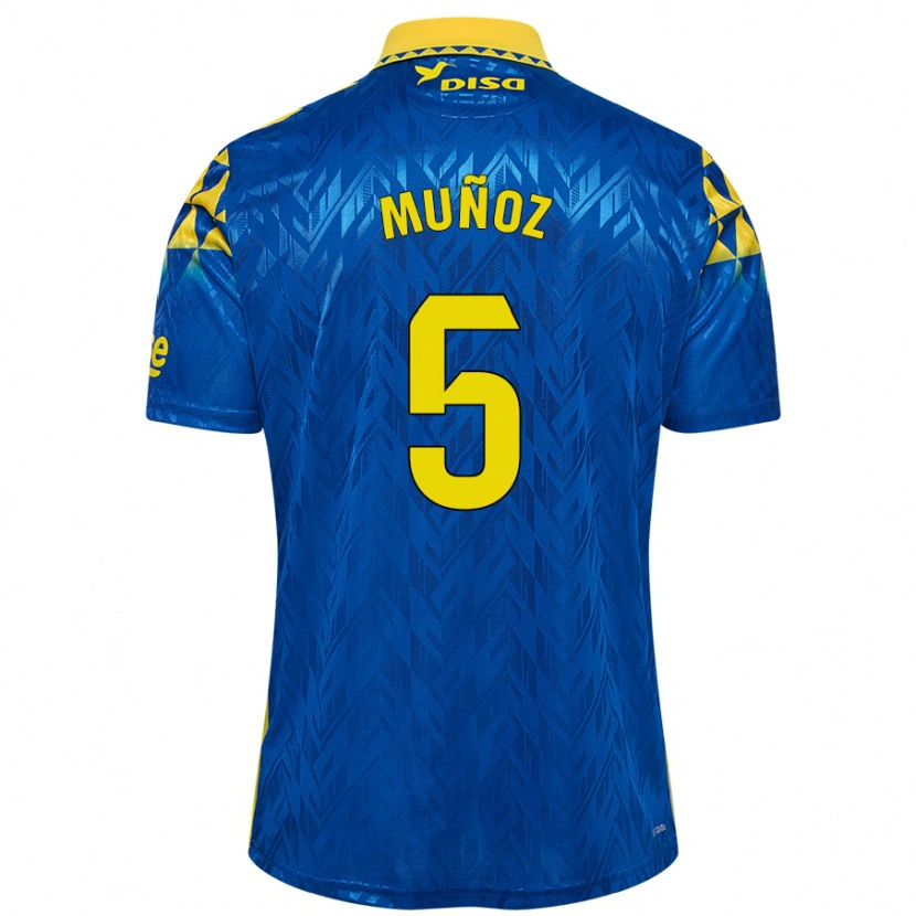 Danxen Mujer Camiseta Javi Muñoz #5 Azul Amarillo 2ª Equipación 2024/25 La Camisa México