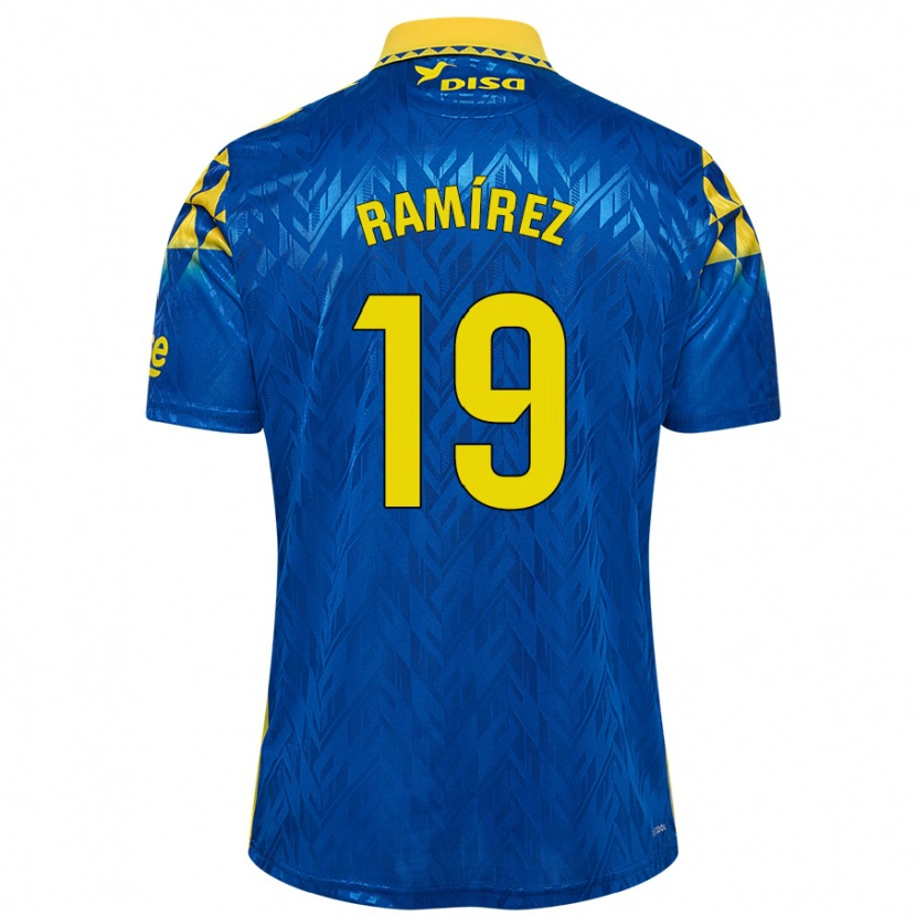 Danxen Mujer Camiseta Sandro Ramírez #19 Azul Amarillo 2ª Equipación 2024/25 La Camisa México