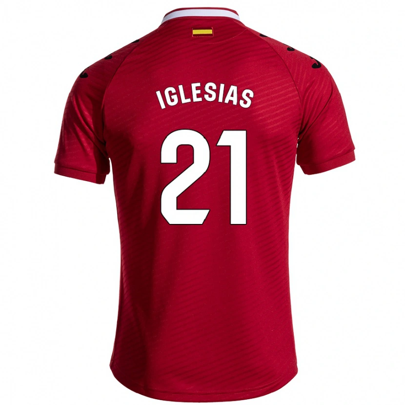 Danxen Mujer Camiseta Juan Iglesias #21 Rojo Oscuro 2ª Equipación 2024/25 La Camisa México