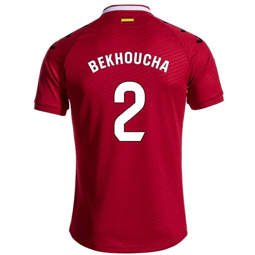 Danxen Mujer Camiseta Ismael Bekhoucha #2 Rojo Oscuro 2ª Equipación 2024/25 La Camisa México