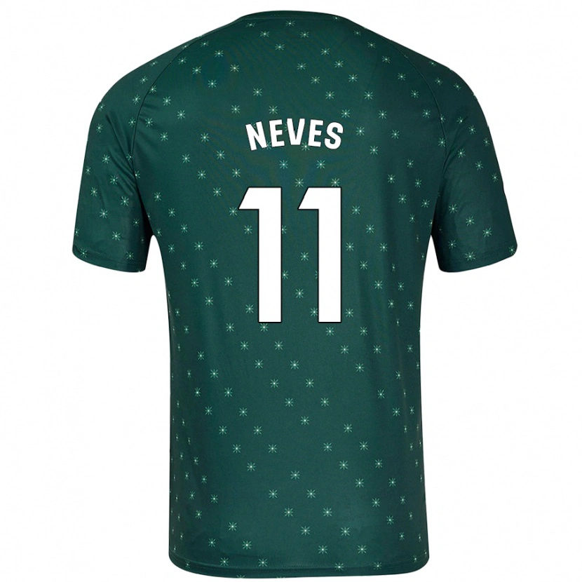 Danxen Mujer Camiseta Hugo Neves #11 Verde Oscuro 2ª Equipación 2024/25 La Camisa México