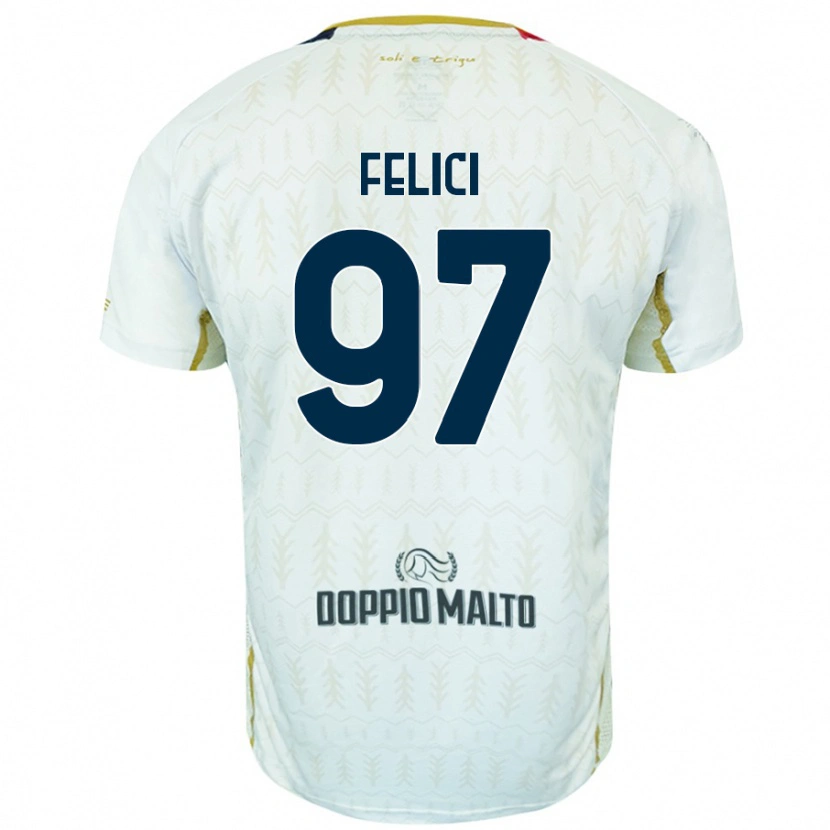 Danxen Mujer Camiseta Mattia Felici #97 Blanco 2ª Equipación 2024/25 La Camisa México