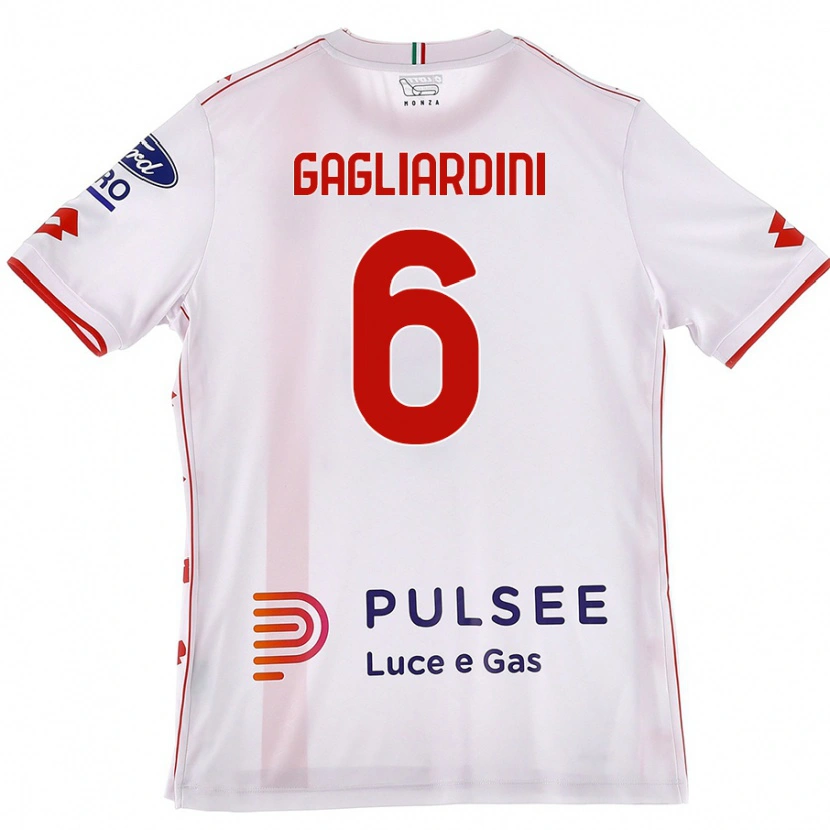 Danxen Mujer Camiseta Roberto Gagliardini #6 Blanco Rojo 2ª Equipación 2024/25 La Camisa México