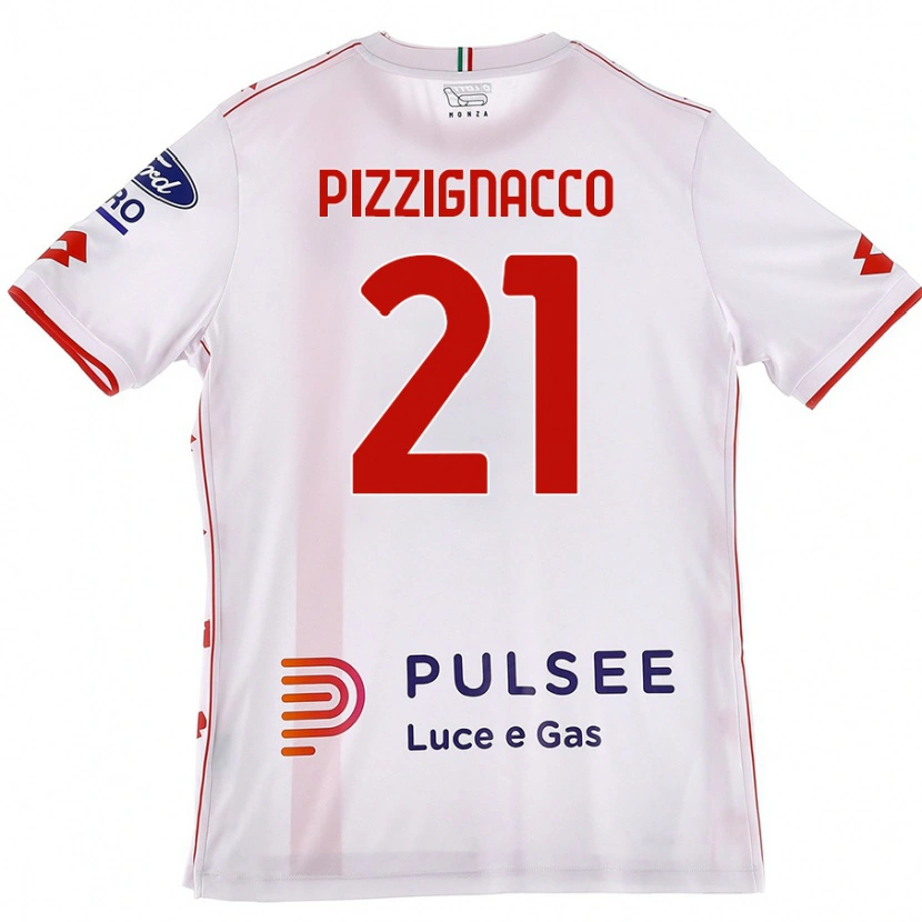 Danxen Mujer Camiseta Semuel Pizzignacco #21 Blanco Rojo 2ª Equipación 2024/25 La Camisa México