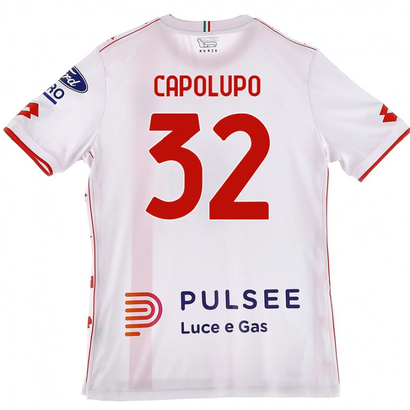 Danxen Mujer Camiseta Samuele Capolupo #32 Blanco Rojo 2ª Equipación 2024/25 La Camisa México