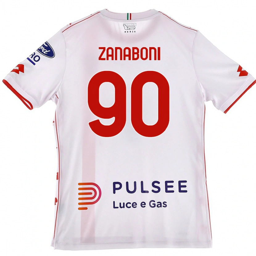 Danxen Mujer Camiseta Emanuele Zanaboni #90 Blanco Rojo 2ª Equipación 2024/25 La Camisa México