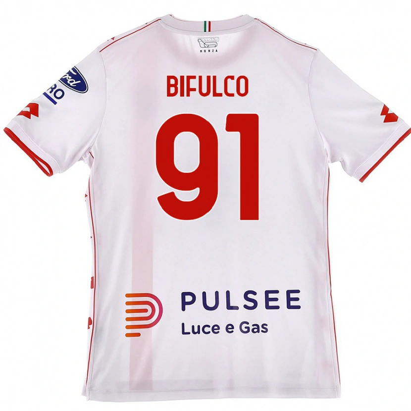 Danxen Mujer Camiseta Davide Bifulco #91 Blanco Rojo 2ª Equipación 2024/25 La Camisa México