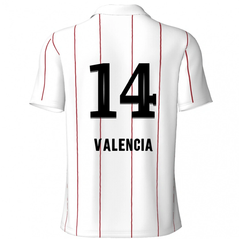 Danxen Mujer Camiseta Anthony Valencia #14 Blanco Negro 2ª Equipación 2024/25 La Camisa México