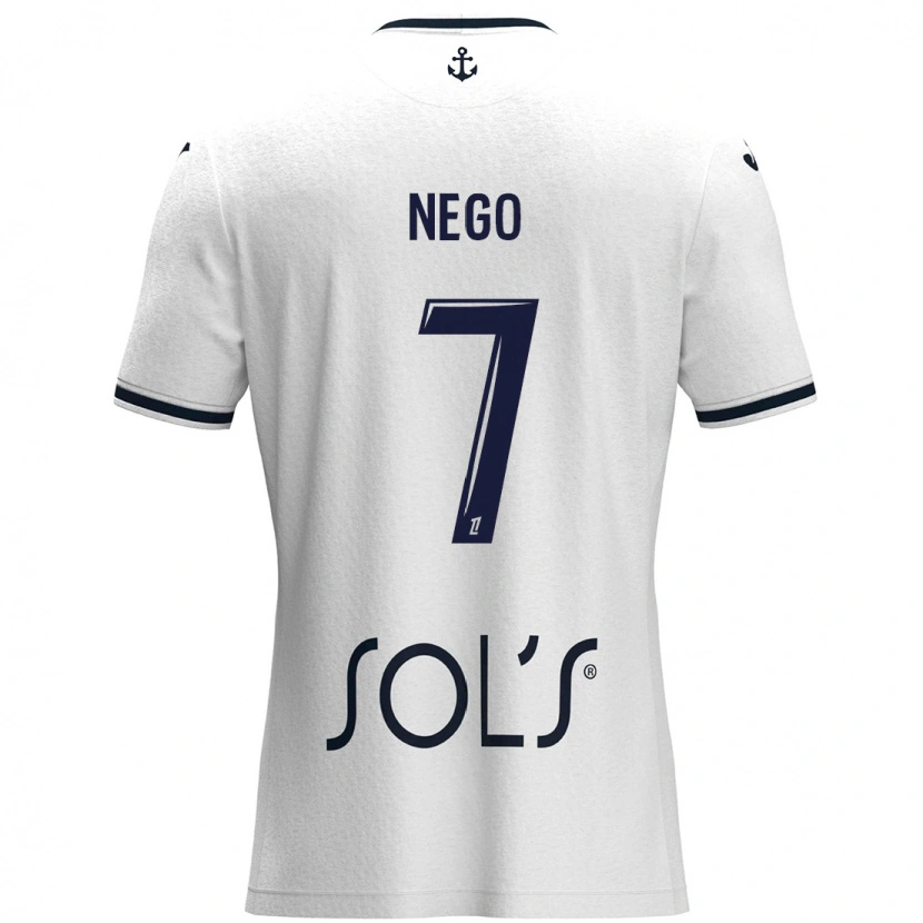 Danxen Mujer Camiseta Loïc Nego #7 Blanco Azul Oscuro 2ª Equipación 2024/25 La Camisa México