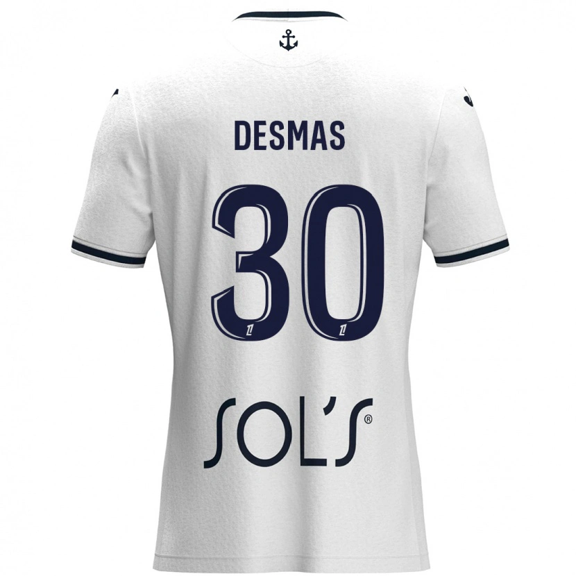 Danxen Mujer Camiseta Arthur Desmas #30 Blanco Azul Oscuro 2ª Equipación 2024/25 La Camisa México