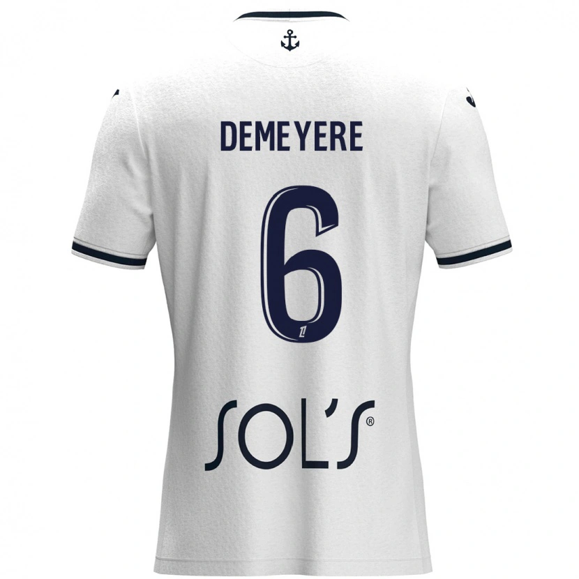 Danxen Mujer Camiseta Silke Demeyere #6 Blanco Azul Oscuro 2ª Equipación 2024/25 La Camisa México