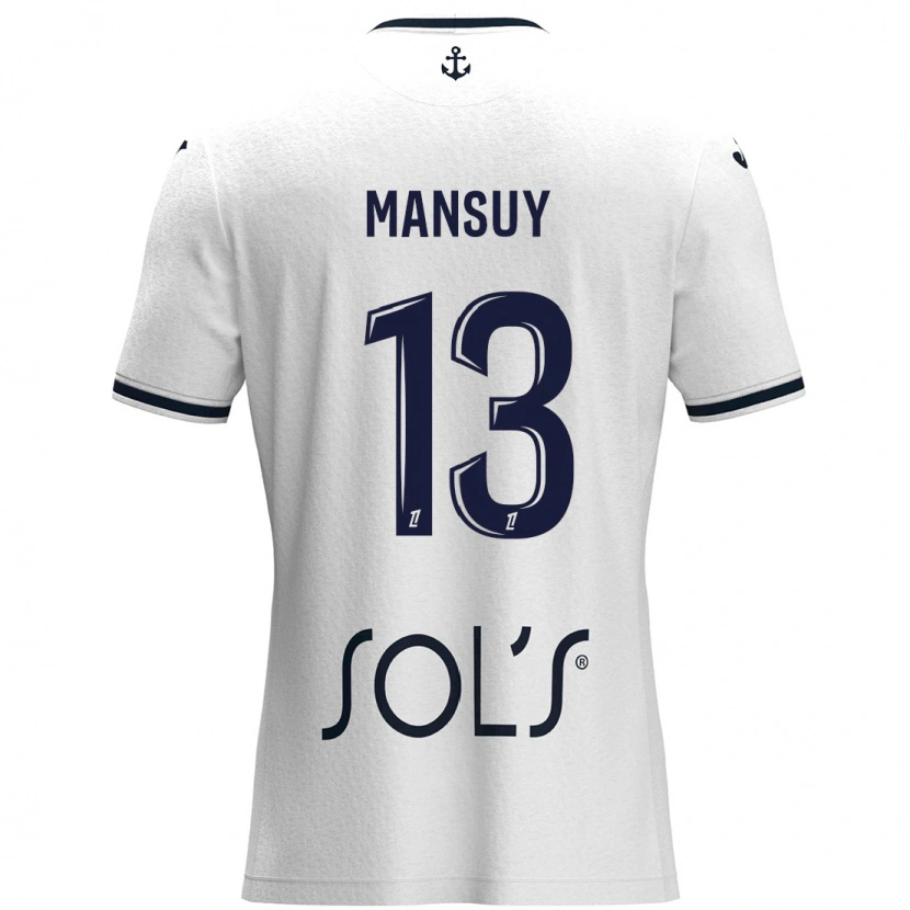 Danxen Mujer Camiseta Héloïse Mansuy #13 Blanco Azul Oscuro 2ª Equipación 2024/25 La Camisa México