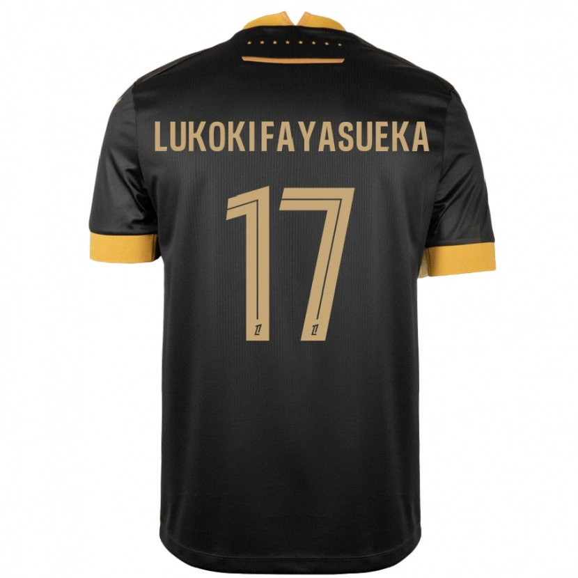 Danxen Mujer Camiseta Kévin Lukoki Fayasueka #17 Negro Marrón 2ª Equipación 2024/25 La Camisa México