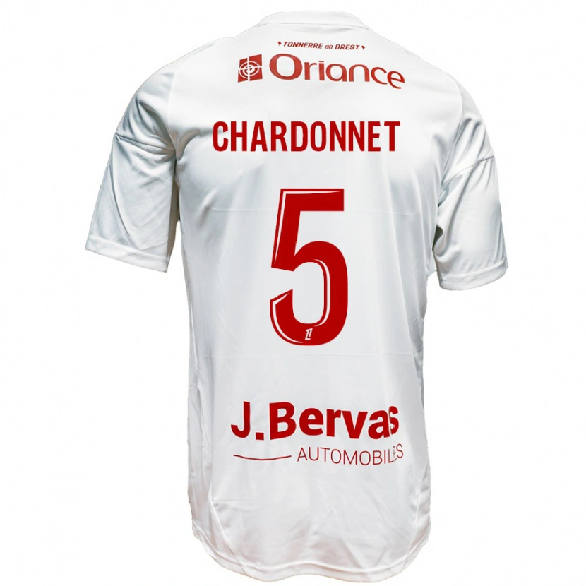 Danxen Mujer Camiseta Brendan Chardonnet #5 Blanco Rojo 2ª Equipación 2024/25 La Camisa México
