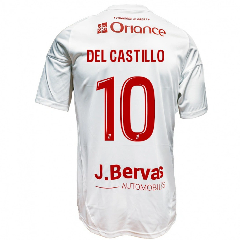 Danxen Mujer Camiseta Romain Del Castillo #10 Blanco Rojo 2ª Equipación 2024/25 La Camisa México