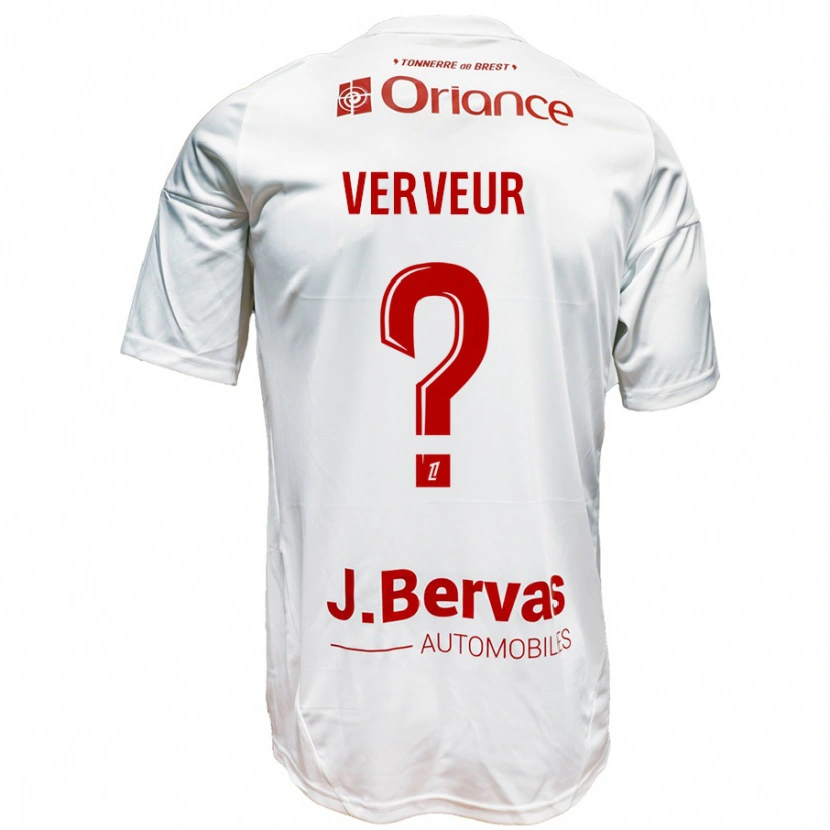 Danxen Mujer Camiseta Titouan Verveur #0 Blanco Rojo 2ª Equipación 2024/25 La Camisa México
