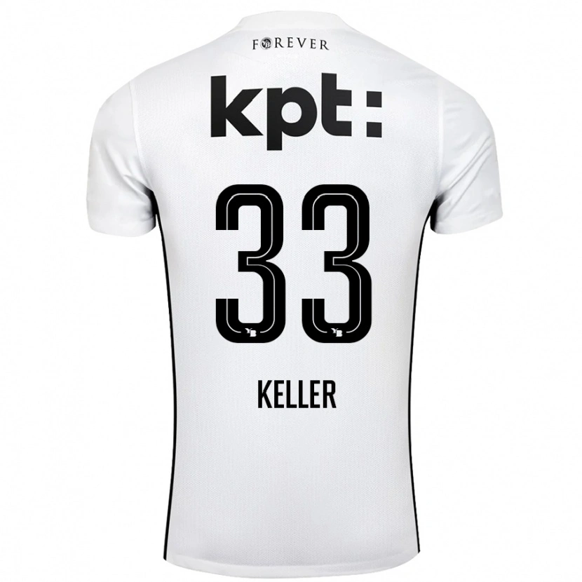 Danxen Mujer Camiseta Marvin Keller #33 Blanco Negro 2ª Equipación 2024/25 La Camisa México
