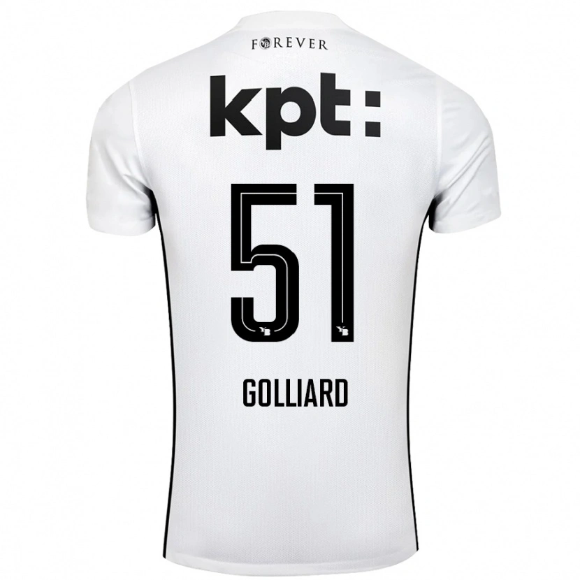 Danxen Mujer Camiseta Théo Golliard #51 Blanco Negro 2ª Equipación 2024/25 La Camisa México