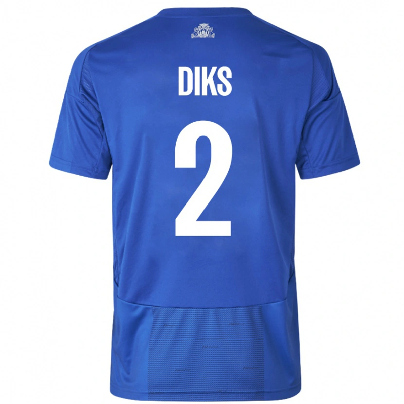 Danxen Mujer Camiseta Kevin Diks #2 Blanco Azul 2ª Equipación 2024/25 La Camisa México