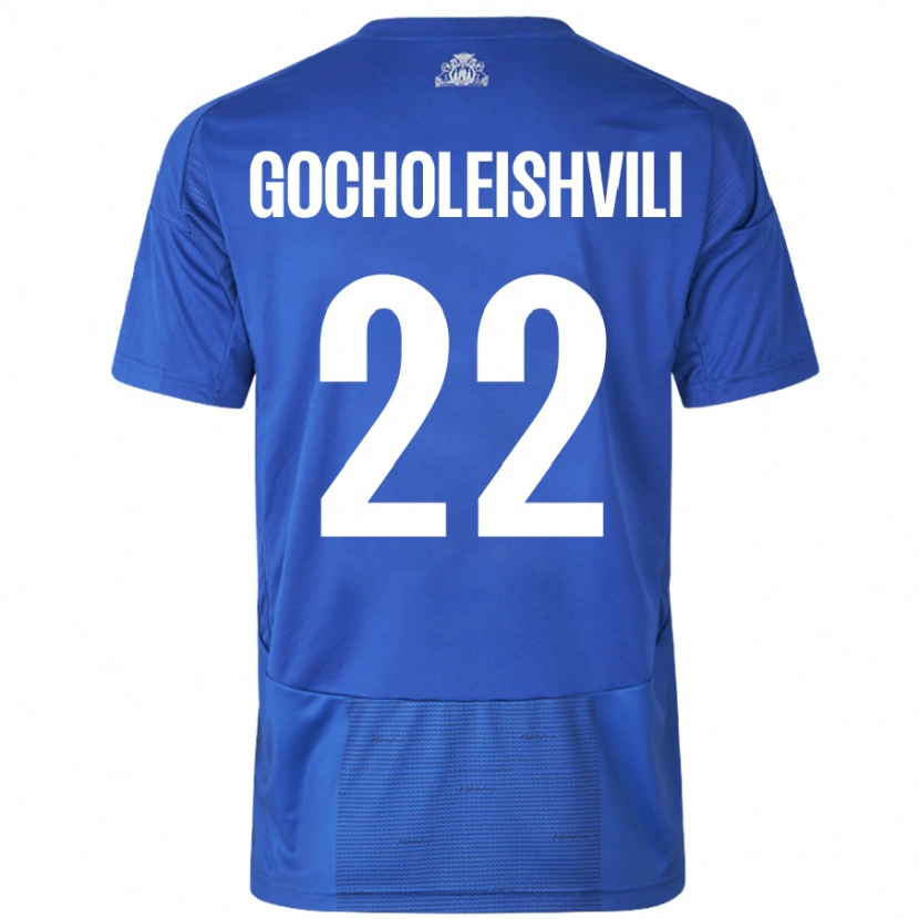 Danxen Mujer Camiseta Giorgi Gocholeishvili #22 Blanco Azul 2ª Equipación 2024/25 La Camisa México