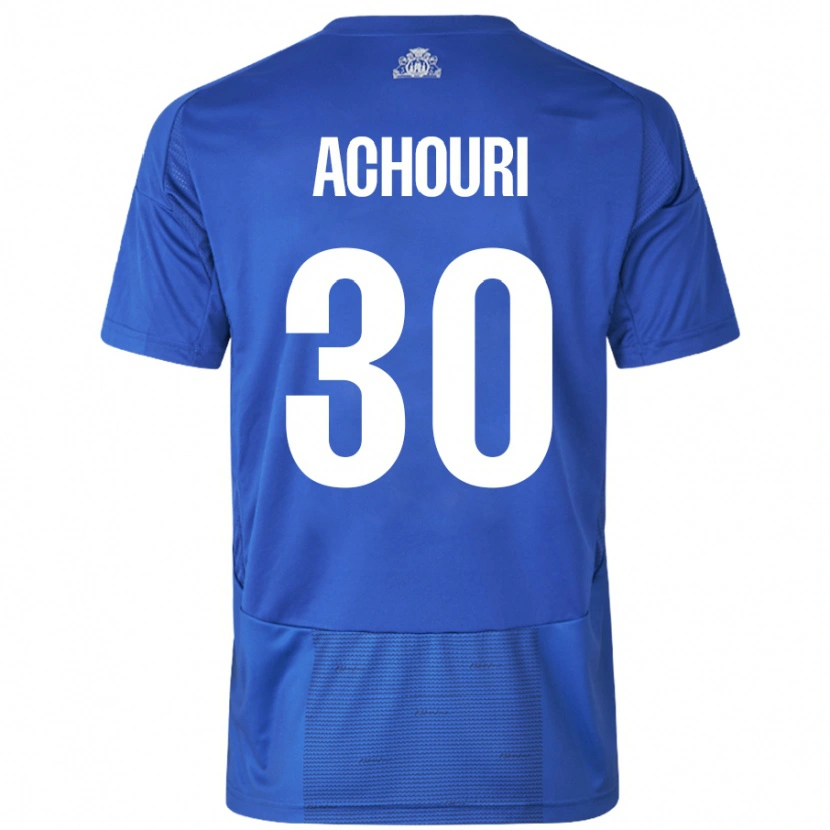 Danxen Mujer Camiseta Elias Achouri #30 Blanco Azul 2ª Equipación 2024/25 La Camisa México